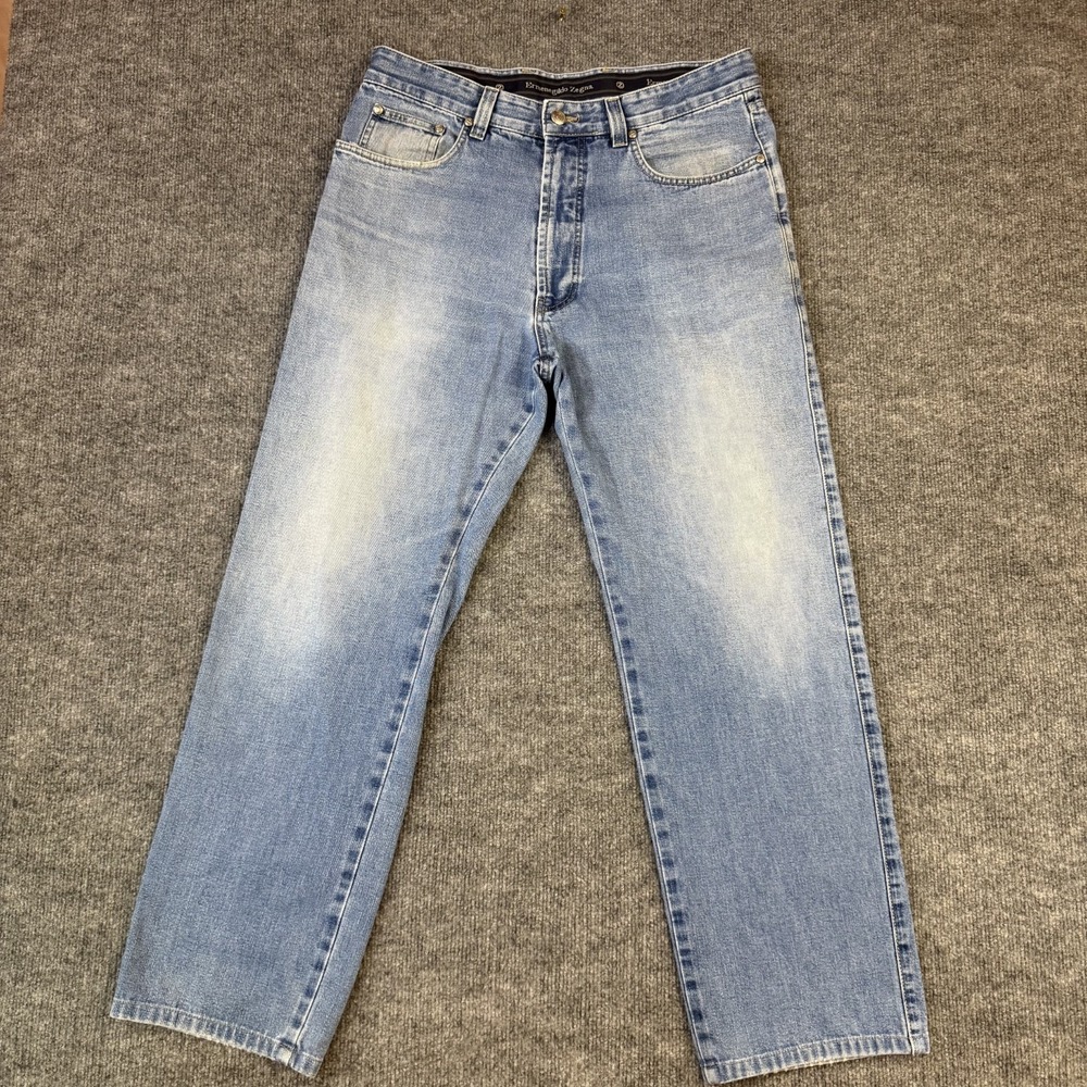 Ermenegildo Zegna Jeans Mens 34x30 Blue Light Wash Straight Leg Made in Italy
